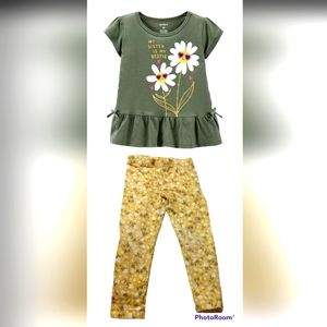Toddler Girl Carter's Floral "My Sister Is My Bestie" Peplum Top and Pants 4t